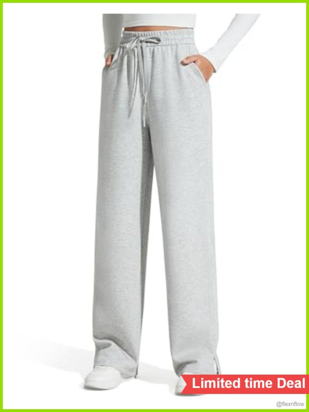 Wide Leg Sweatpants Drawstring Casual Lounge Pants with Pockets